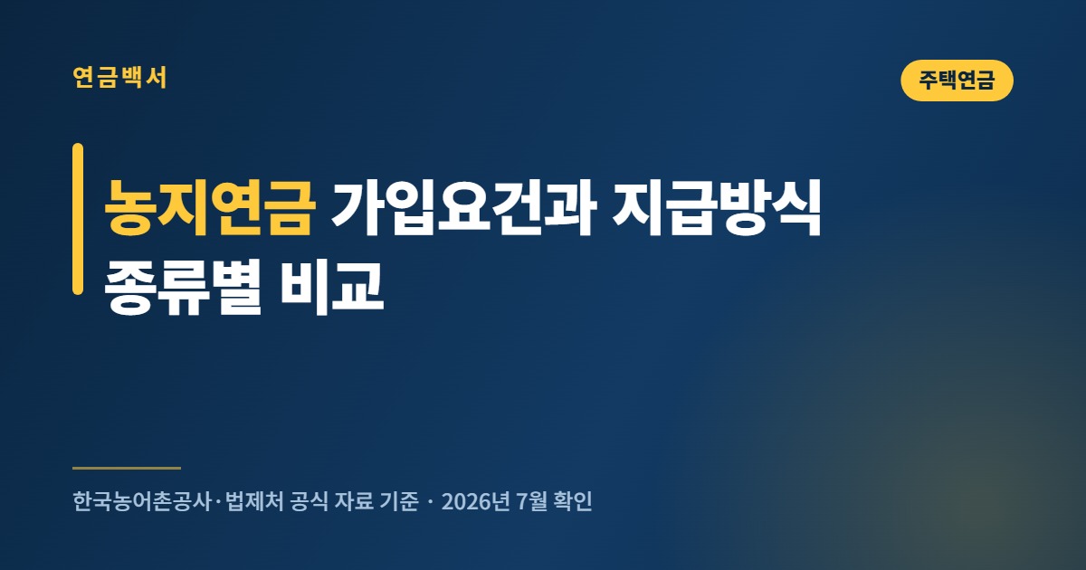 농지연금 가입요건과 지급방식 종류별 비교