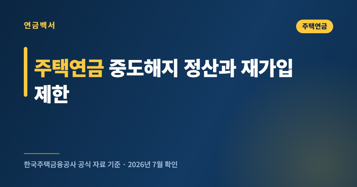 주택연금 중도해지 정산과 재가입 제한 기준